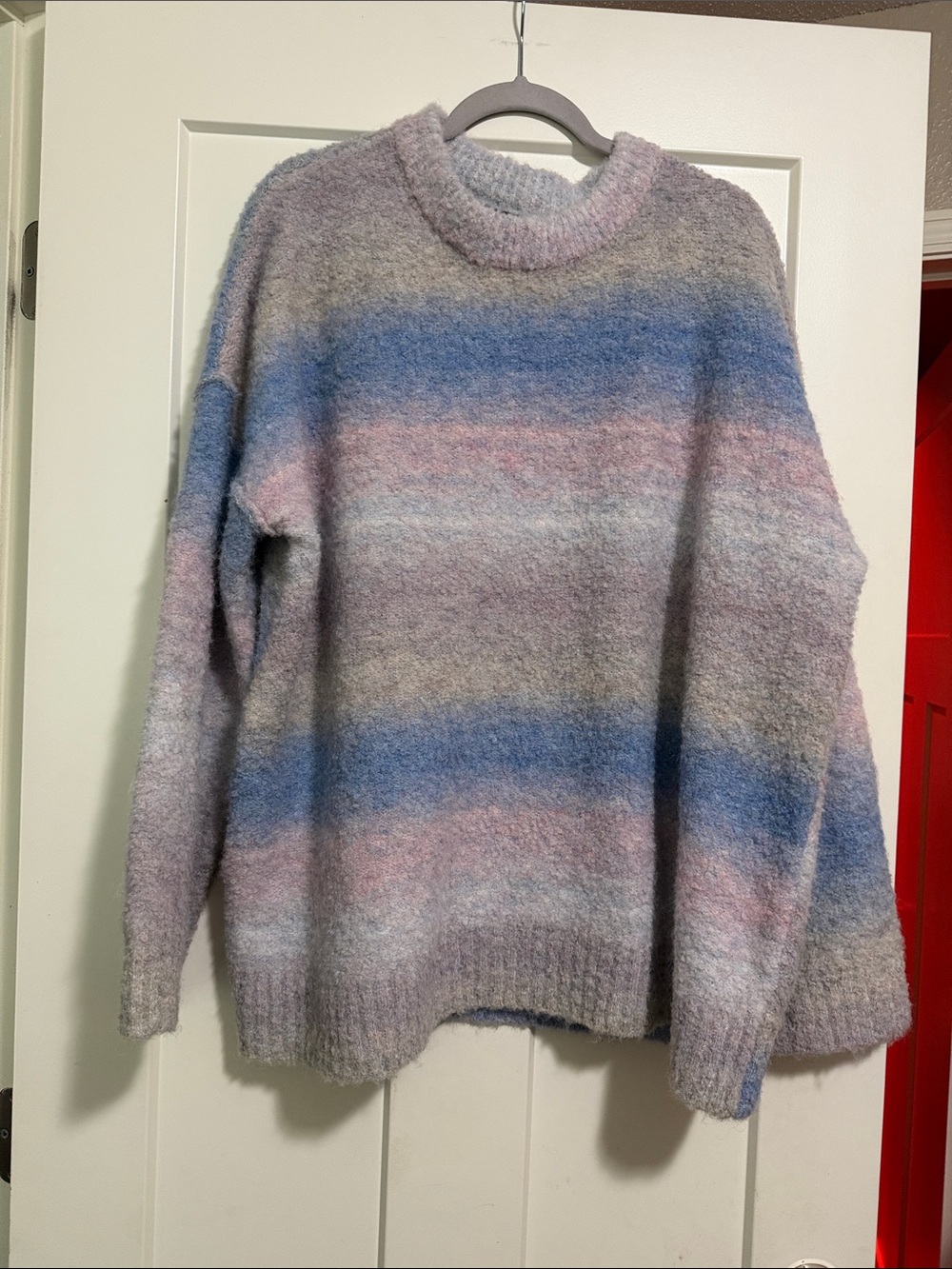 wild fable Pastel Striped Crewneck Sweater in Blue, Pink, Gray. Oversized XL
